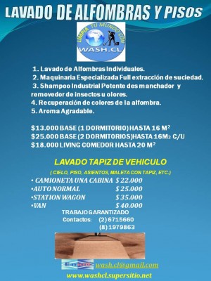 Christian oficios y profesiones en Santiago |  LIMPIEZA ALFOMBRAS Y PISOS WASH.CL LTDA, LIMPIE SU MUNDO CON WASH.CL