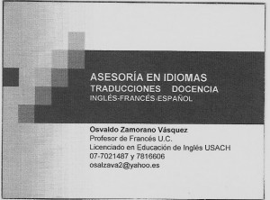Osvaldo Zamorano V&aacute;squez oficios y profesiones en Santiago |  Traductor Ingl&eacute;s-Franc&eacute;s-Espa&ntilde;ol, Todo tipo de texto y tema