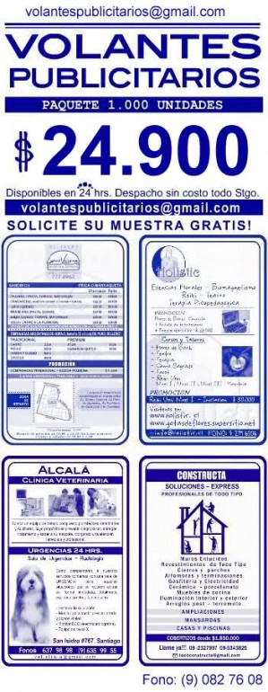 www.volantespublicitarios.tk oficios y profesiones en Santiago |  Volantes Publicitarios -1.000 Unidades x $24.900, Despacho en 24 hrs. -ejemplos-