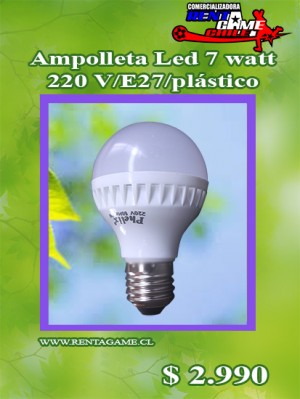 RENTAGAME CHILE oficios y profesiones en La Cisterna |  Ampolleta led 7 watt / 220 volt / luz fria/luzcalida/pl precio $ 2.990, Rentagame: es lider en iluminacion led