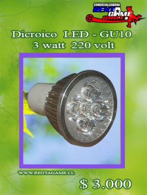 RENTAGAME CHILE oficios y profesiones en La Cisterna |  Dicroico  led - gu10 3 watt  220 volt $ 3.000, Rentagame: es lider en iluminacion led